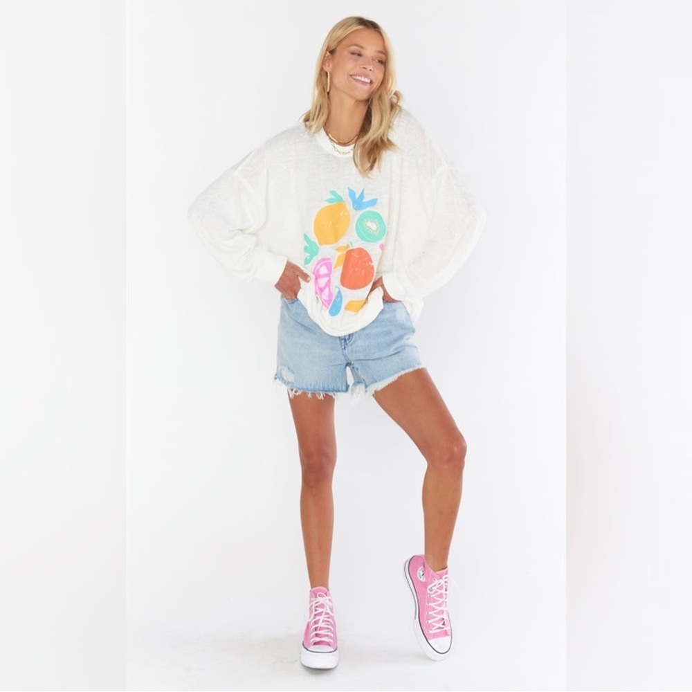 Show Me Your Mumu Fruit Graphic Oversized Lightweight James Sweatshirt Small